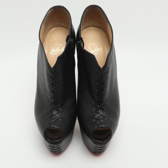 Christian Louboutin Recouzetta Size 39.5 Black Leather Boots - Picture 3 of 7